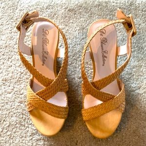 Tan wedge heels, size 8